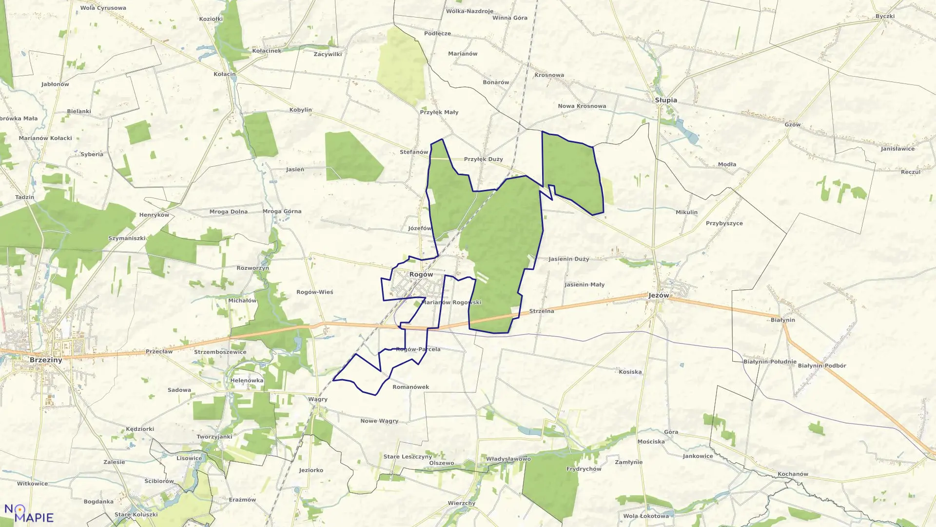 Mapa obrębu ROGÓW w gminie Rogów