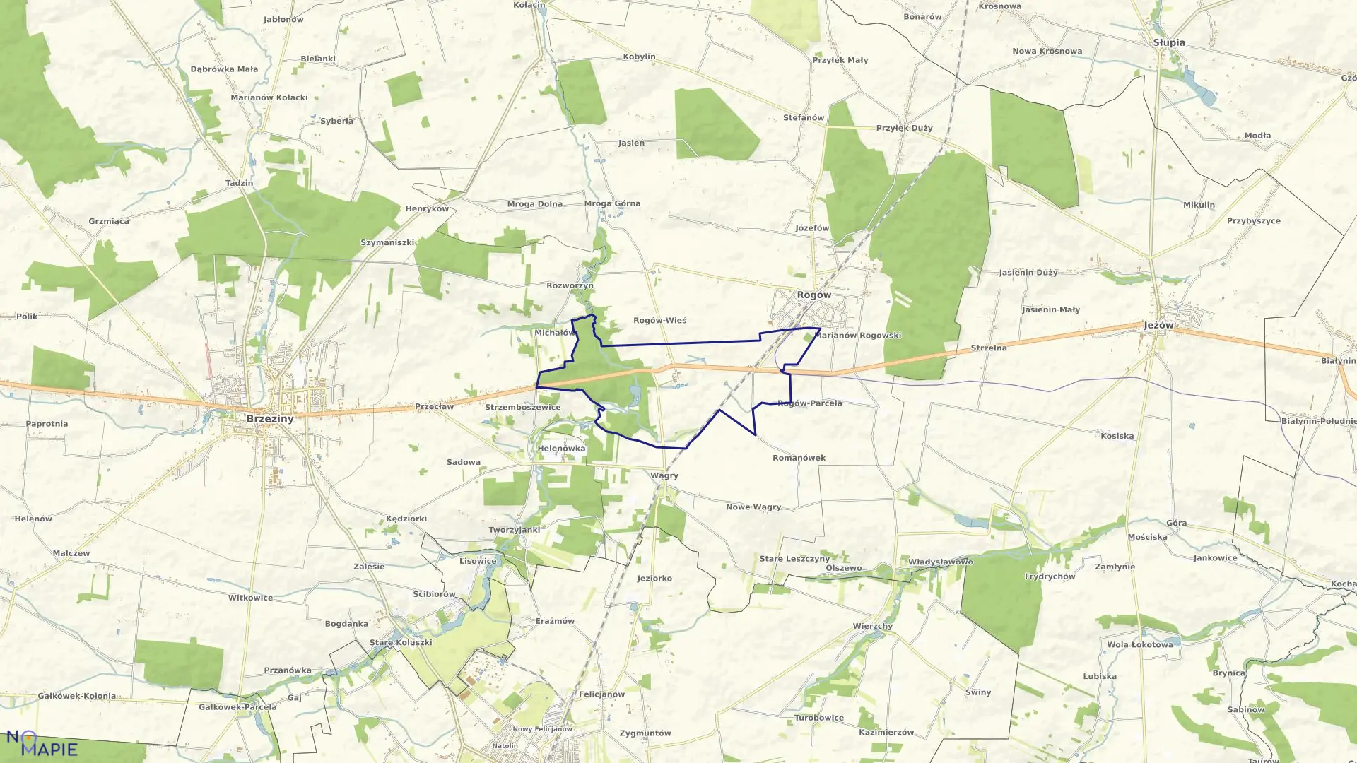 Mapa obrębu ROGÓW PGR w gminie Rogów